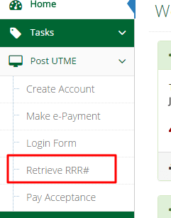 How to retrieve RRR for Uniuyo Post UTME form