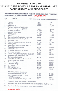 uniuyo 2016 school fees for undergraduates